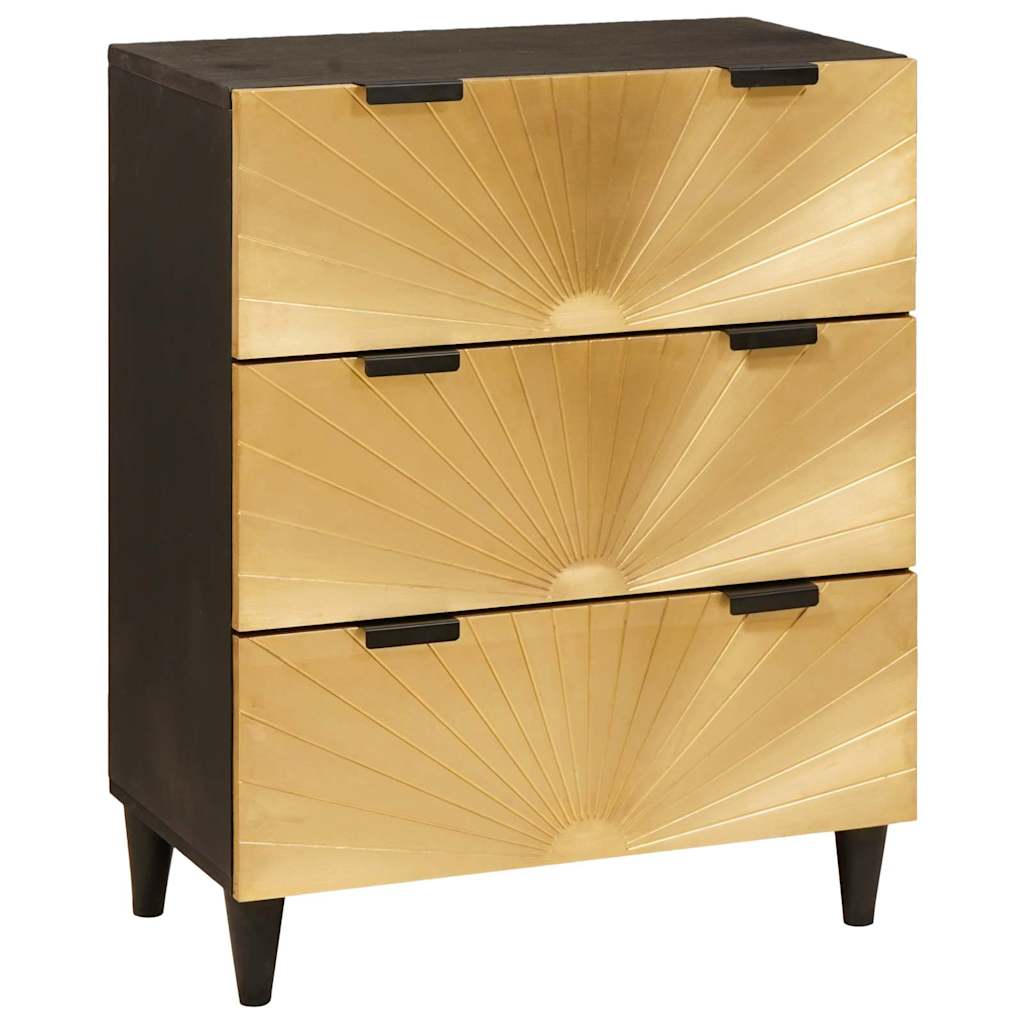 Sideboard 2 pcs Sort og Guld 60 x 33 x 75 cm Massivt mangotræ