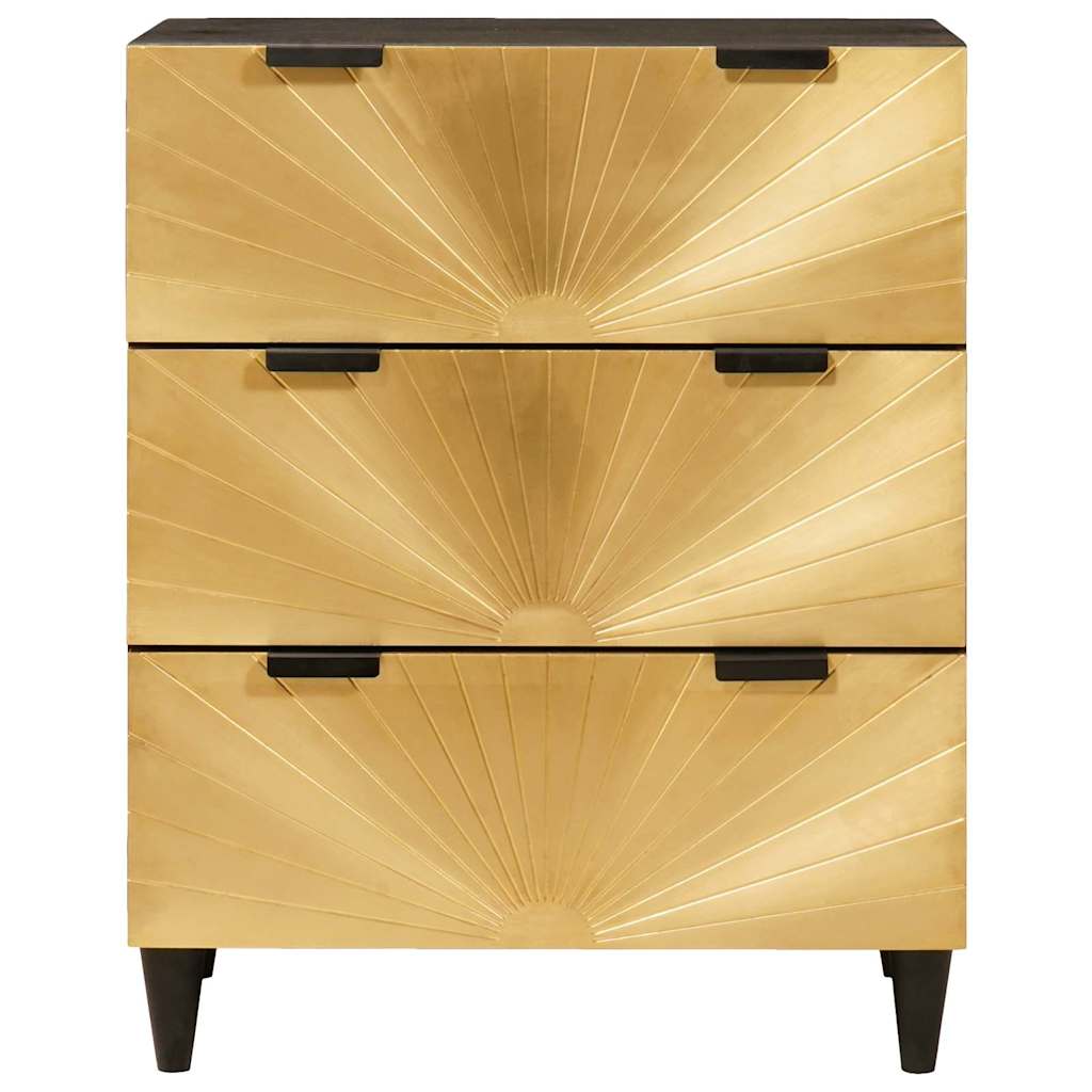 Sideboard 2 pcs Sort og Guld 60 x 33 x 75 cm Massivt mangotræ
