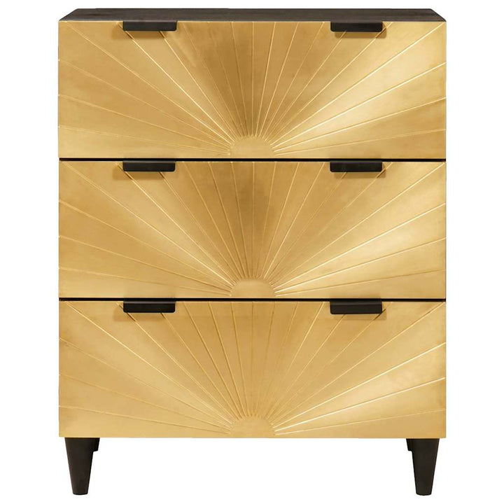 Sideboard 2 pcs Sort og Guld 60 x 33 x 75 cm Massivt mangotræ