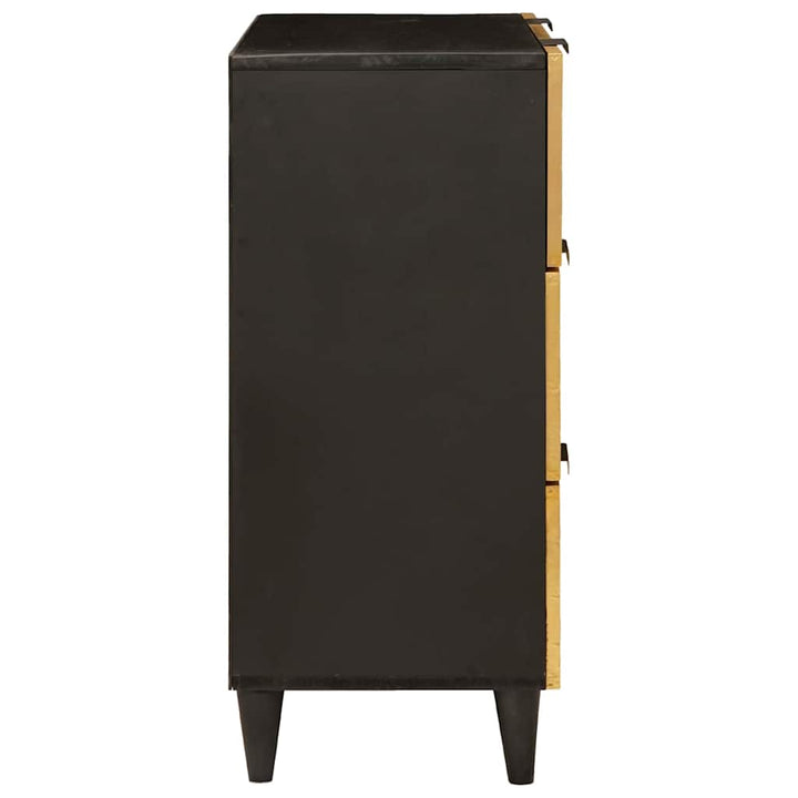 Sideboard 2 pcs Sort og Guld 60 x 33 x 75 cm Massivt mangotræ