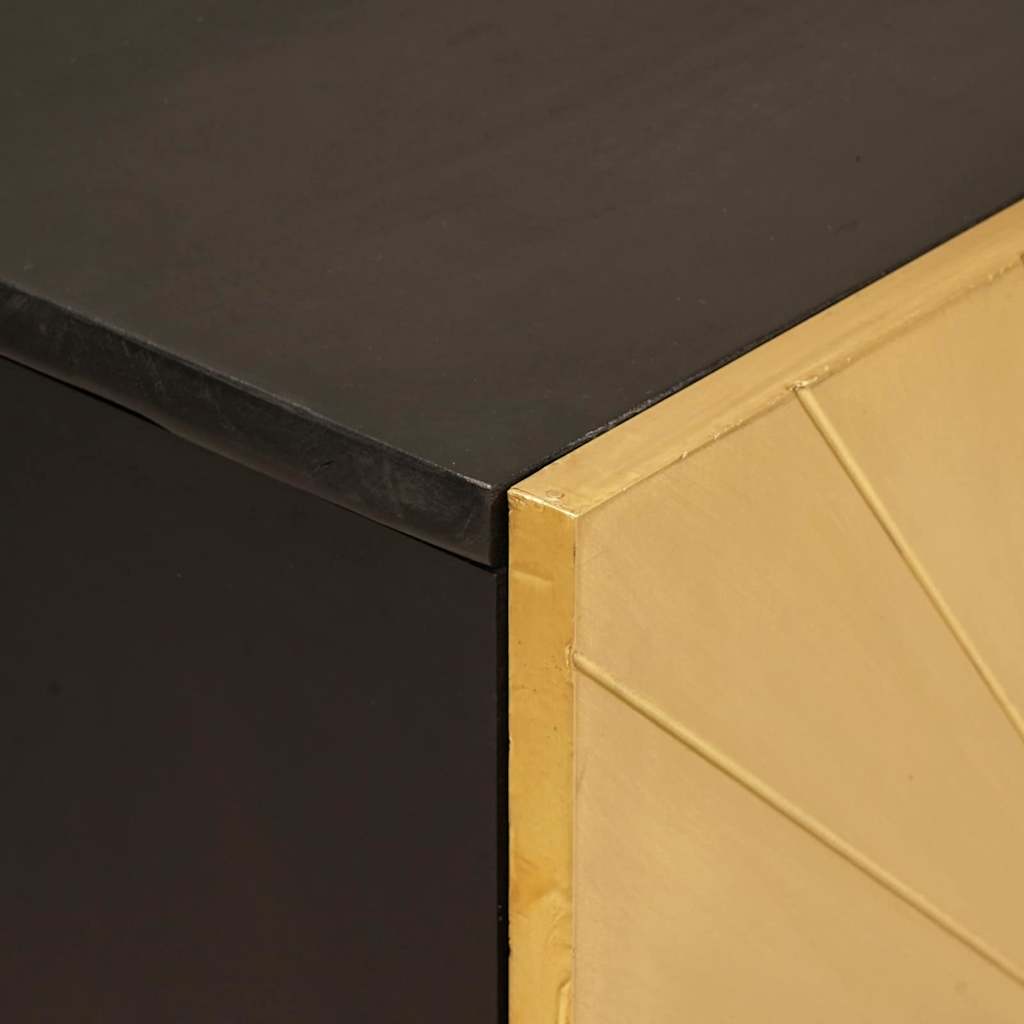 Sideboard 3 pcs Sort og Guld 60 x 33 x 75 cm Massivt mangotræ