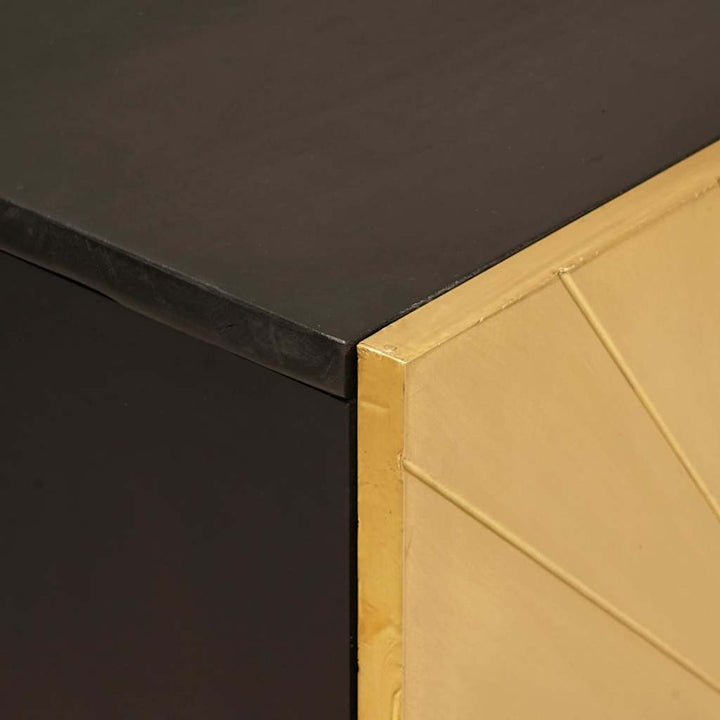 Sideboard 3 pcs Sort og Guld 60 x 33 x 75 cm Massivt mangotræ