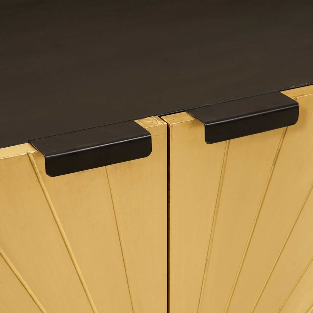 Sideboard 3 pcs Sort og Guld 60 x 33 x 75 cm Massivt mangotræ