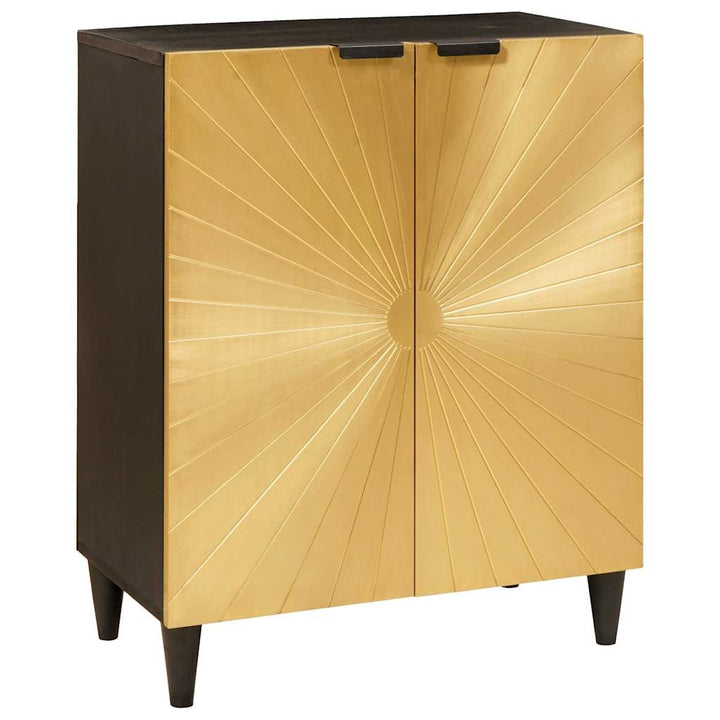 Sideboard 3 pcs Sort og Guld 60 x 33 x 75 cm Massivt mangotræ