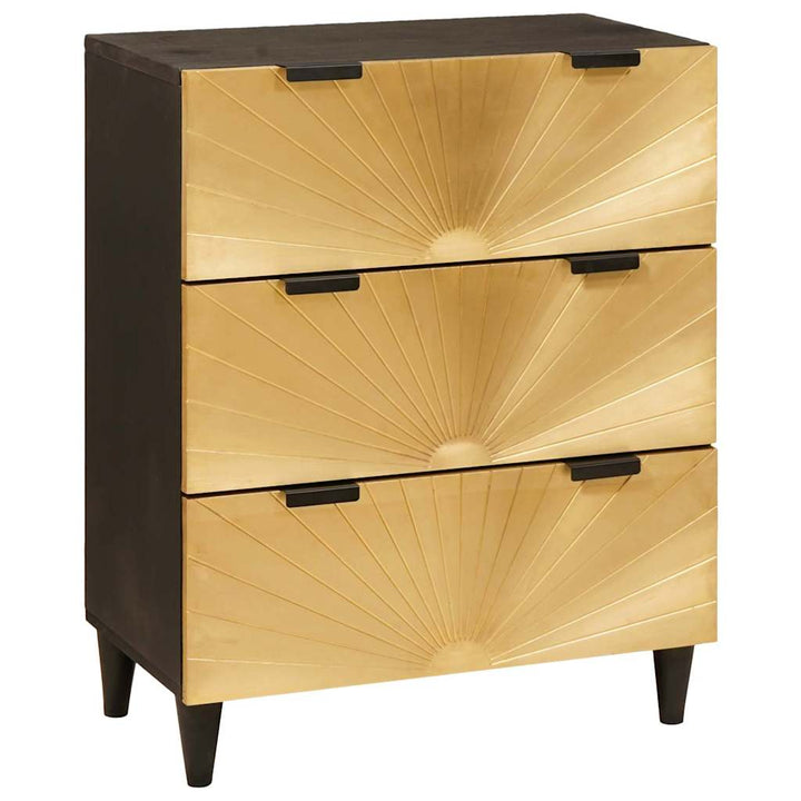 Sideboard 3 pcs Sort og Guld 60 x 33 x 75 cm Massivt mangotræ