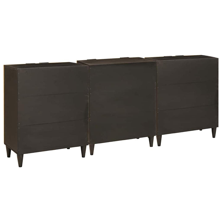 Sideboard 3 pcs Sort og Guld 60 x 33 x 75 cm Massivt mangotræ