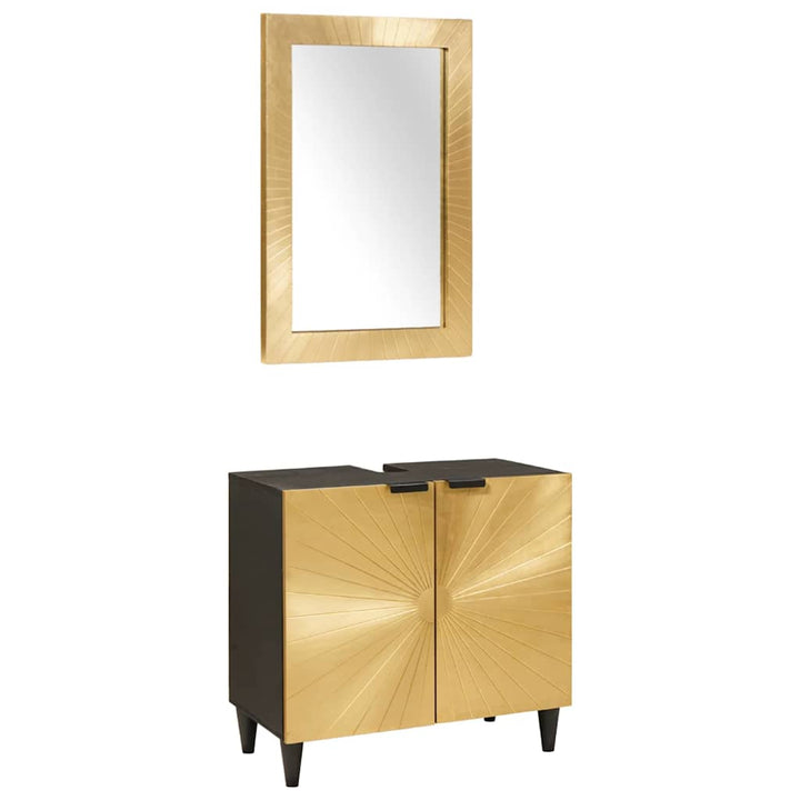 Badeværelsesmøbelsæt med dør 2 pcs Sort og Guld 62 x 33 x 58 cm