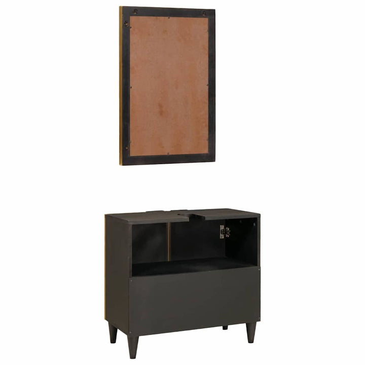 Badeværelsesmøbelsæt med dør 2 pcs Sort og Guld 62 x 33 x 58 cm