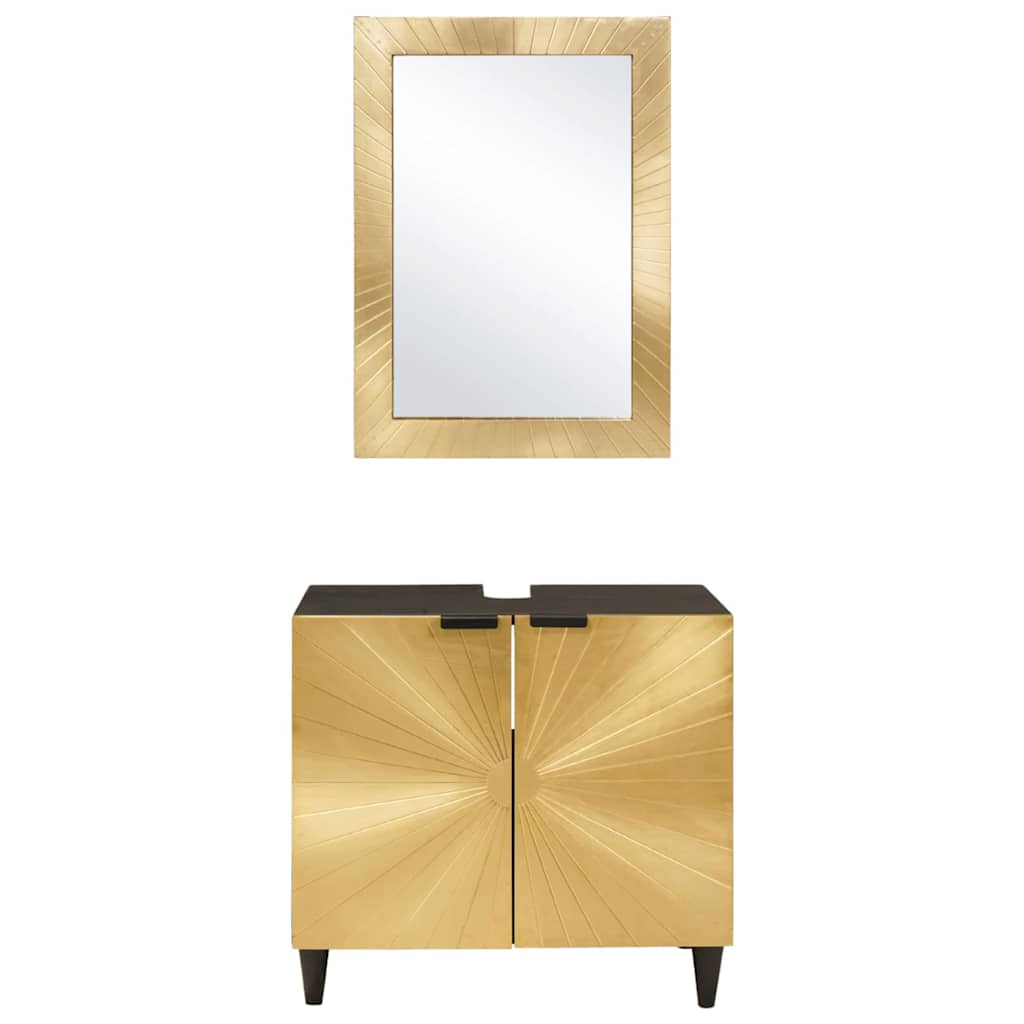 Badeværelsesmøbelsæt med dør 2 pcs Sort og Guld 62 x 33 x 58 cm