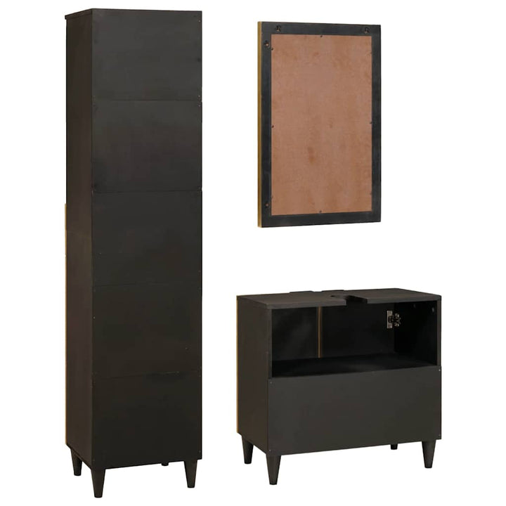 Badeværelsesmøbelsæt 3 pcs Sort og Guld 38 x 33 x 160 cm