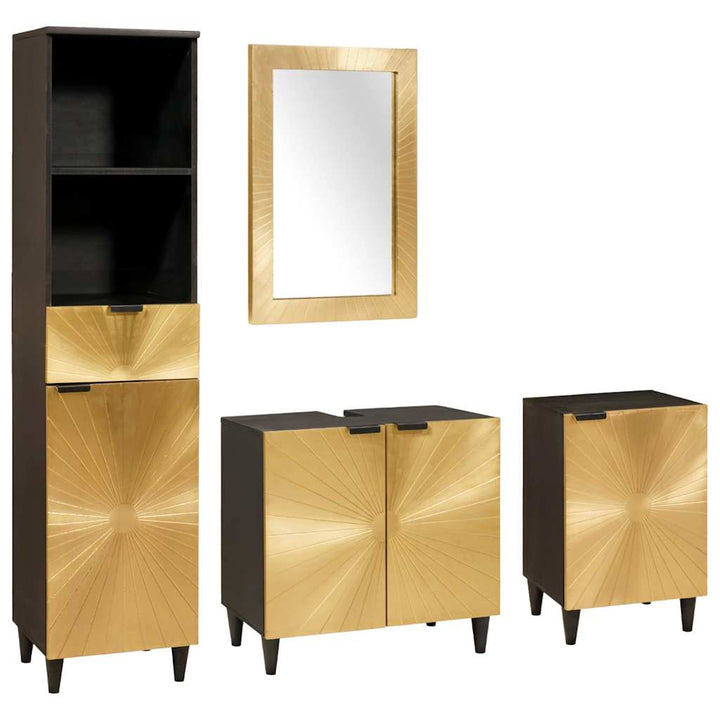 Badeværelsesmøbelsæt 4 pcs Sort og Guld 38 x 33 x 160 cm