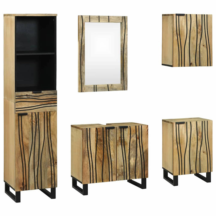 Badeværelsesmøbel sæt med skuffe 5 pcs Brun 38 x 33 x 160 cm
