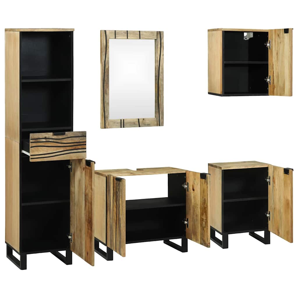 Badeværelsesmøbel sæt med skuffe 5 pcs Brun 38 x 33 x 160 cm