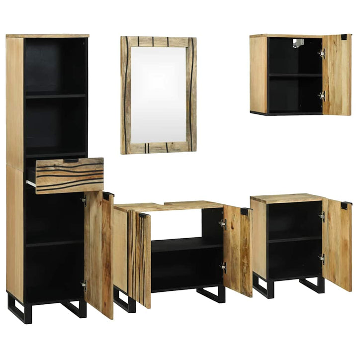 Badeværelsesmøbel sæt med skuffe 5 pcs Brun 38 x 33 x 160 cm