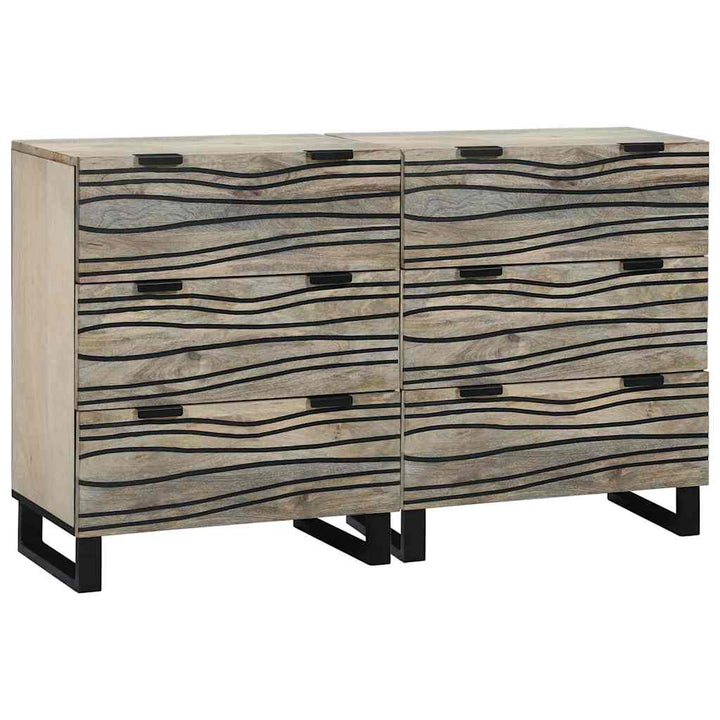 Sideboards 2 pcs Hvid 60 x 33.5 x 75 cm Massivt mangotræ
