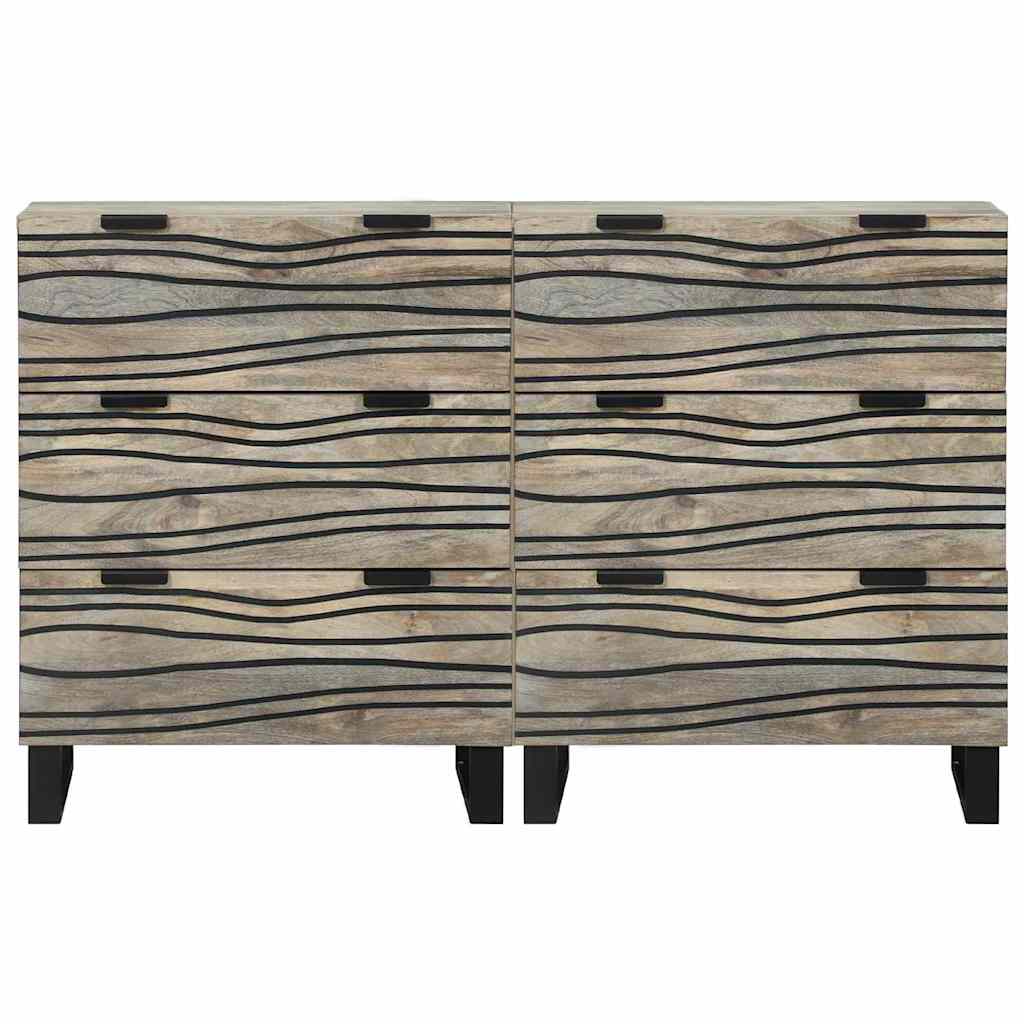 Sideboards 2 pcs Hvid 60 x 33.5 x 75 cm Massivt mangotræ