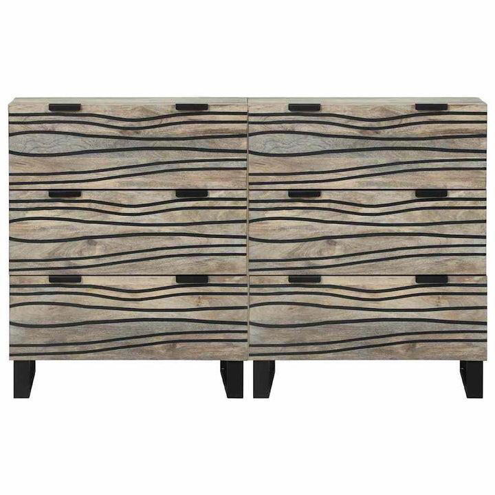 Sideboards 2 pcs Hvid 60 x 33.5 x 75 cm Massivt mangotræ