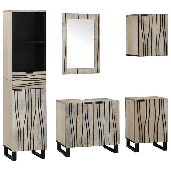Badeværelsesmøbel sæt 5 pcs Valnød brun 38 x 33 x 160 cm