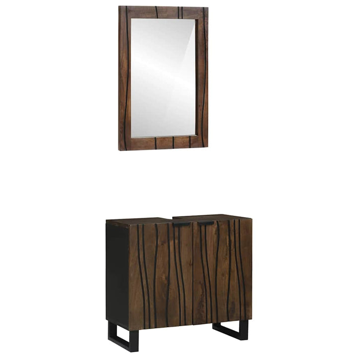 Badeværelsesmøbel sæt med dør 2 pcs Valnød Brun 62 x 33 x 58 cm