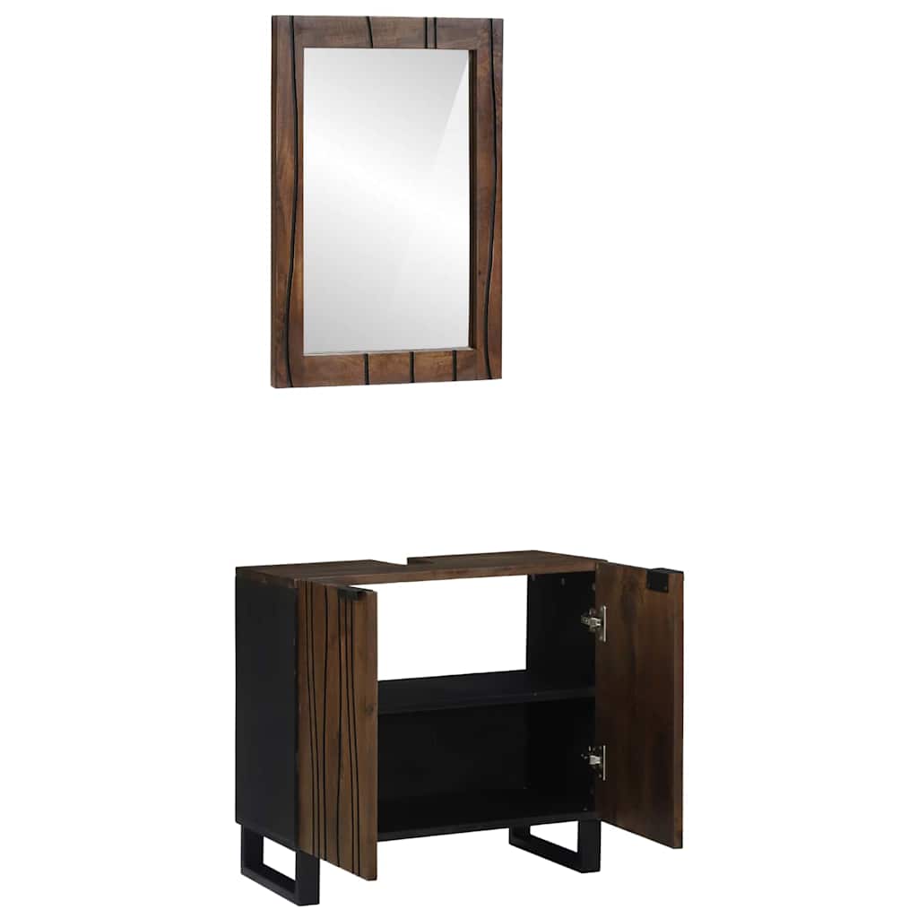 Badeværelsesmøbel sæt med dør 2 pcs Valnød Brun 62 x 33 x 58 cm