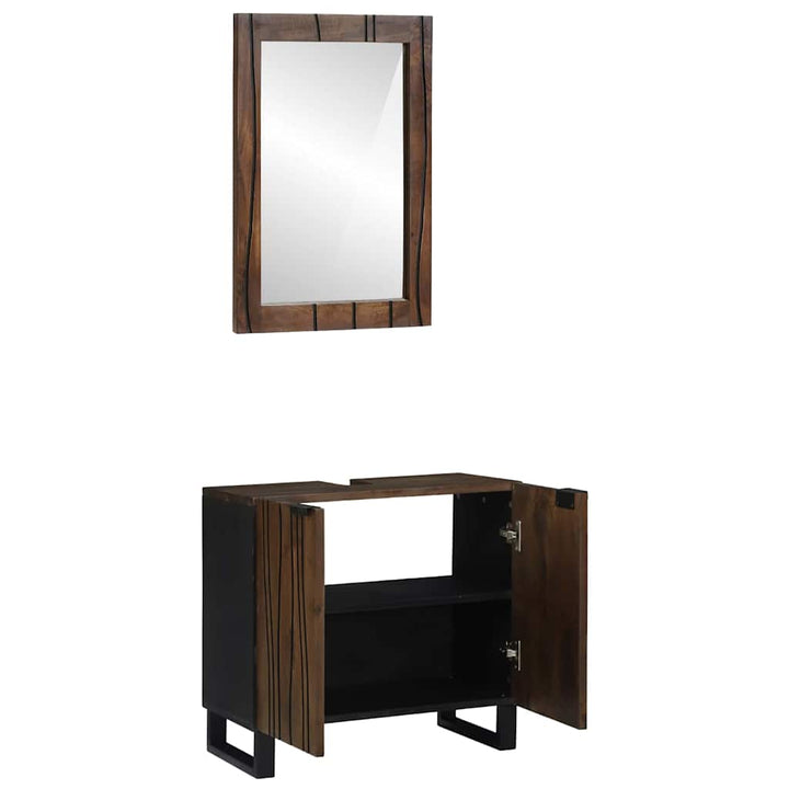 Badeværelsesmøbel sæt med dør 2 pcs Valnød Brun 62 x 33 x 58 cm