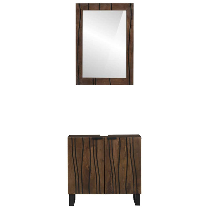 Badeværelsesmøbel sæt med dør 2 pcs Valnød Brun 62 x 33 x 58 cm