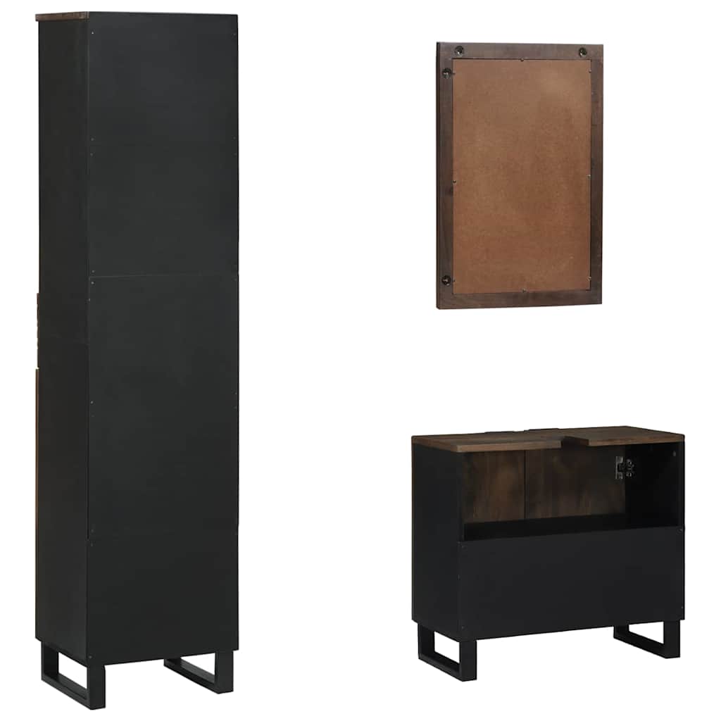 Badeværelsesmøbel sæt 3 pcs Valnød brun 38 x 33 x 160 cm