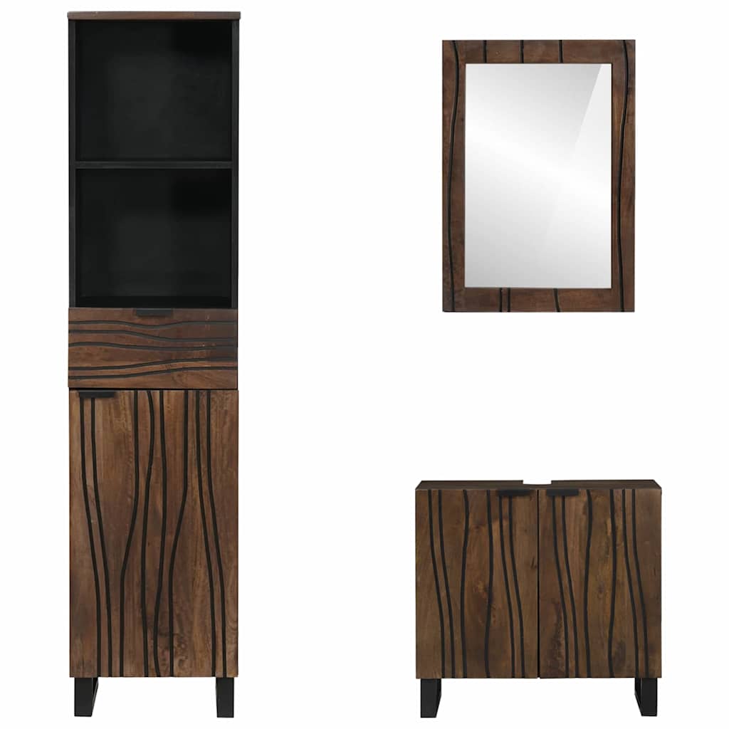 Badeværelsesmøbel sæt 3 pcs Valnød brun 38 x 33 x 160 cm