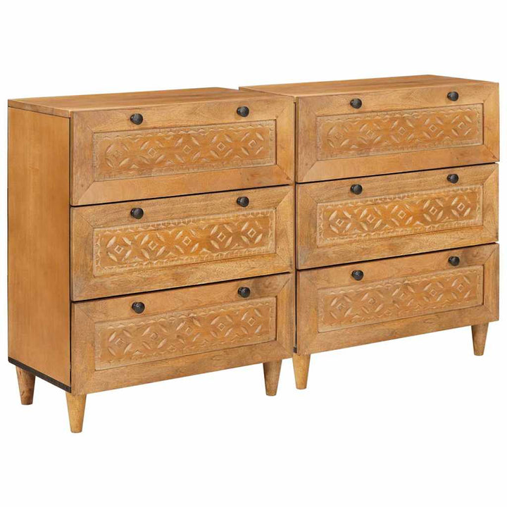 Sideboard 2 pcs Brun 60 x 33 x 75 cm Massivt mangotræ