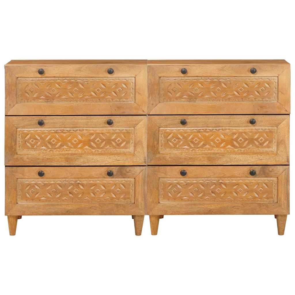 Sideboard 2 pcs Brun 60 x 33 x 75 cm Massivt mangotræ