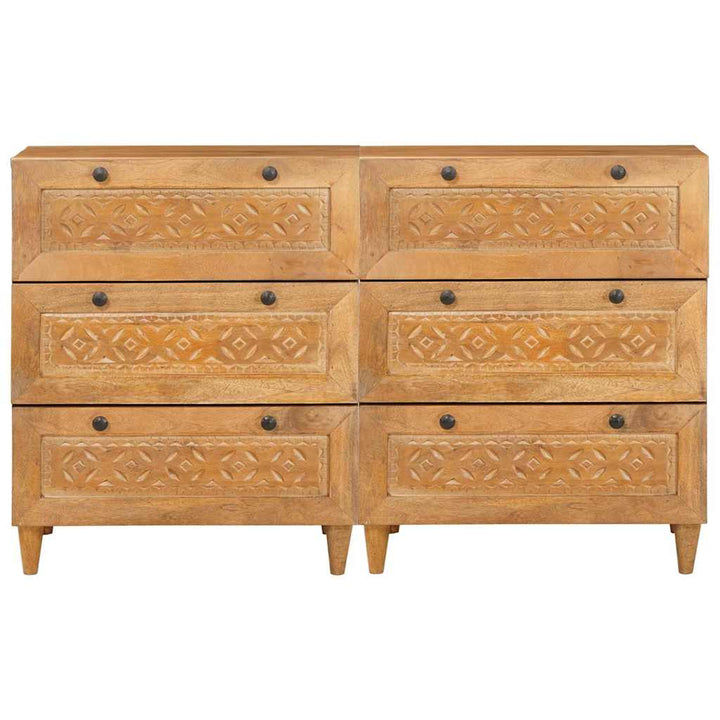 Sideboard 2 pcs Brun 60 x 33 x 75 cm Massivt mangotræ