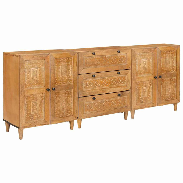 Sideboard 3 pcs Brun 60 x 33 x 75 cm Massivt mangotræ