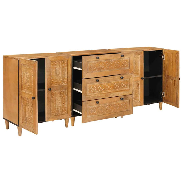 Sideboard 3 pcs Brun 60 x 33 x 75 cm Massivt mangotræ