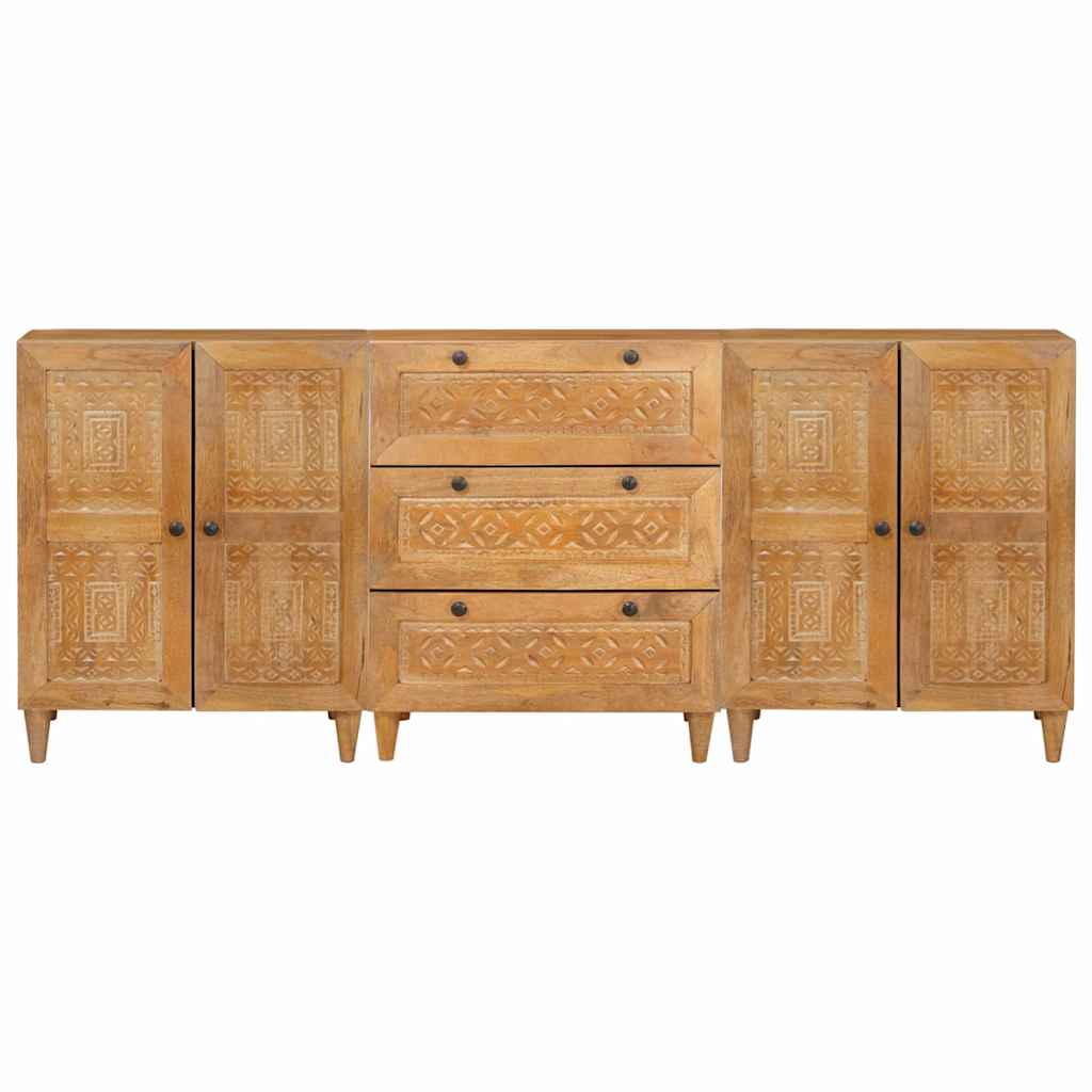 Sideboard 3 pcs Brun 60 x 33 x 75 cm Massivt mangotræ