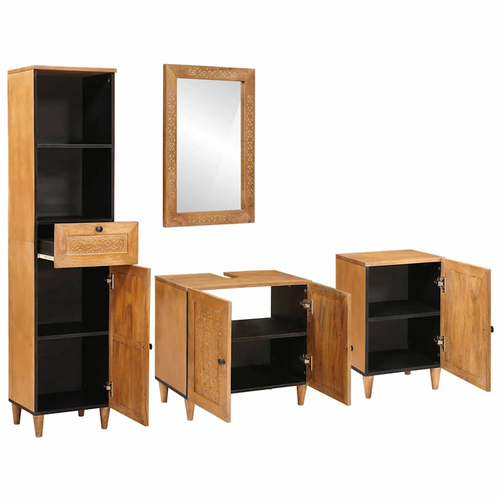 Badeværelsesmøbel sæt med skuffe 4 pcs Brun 38 x 33 x 160 cm