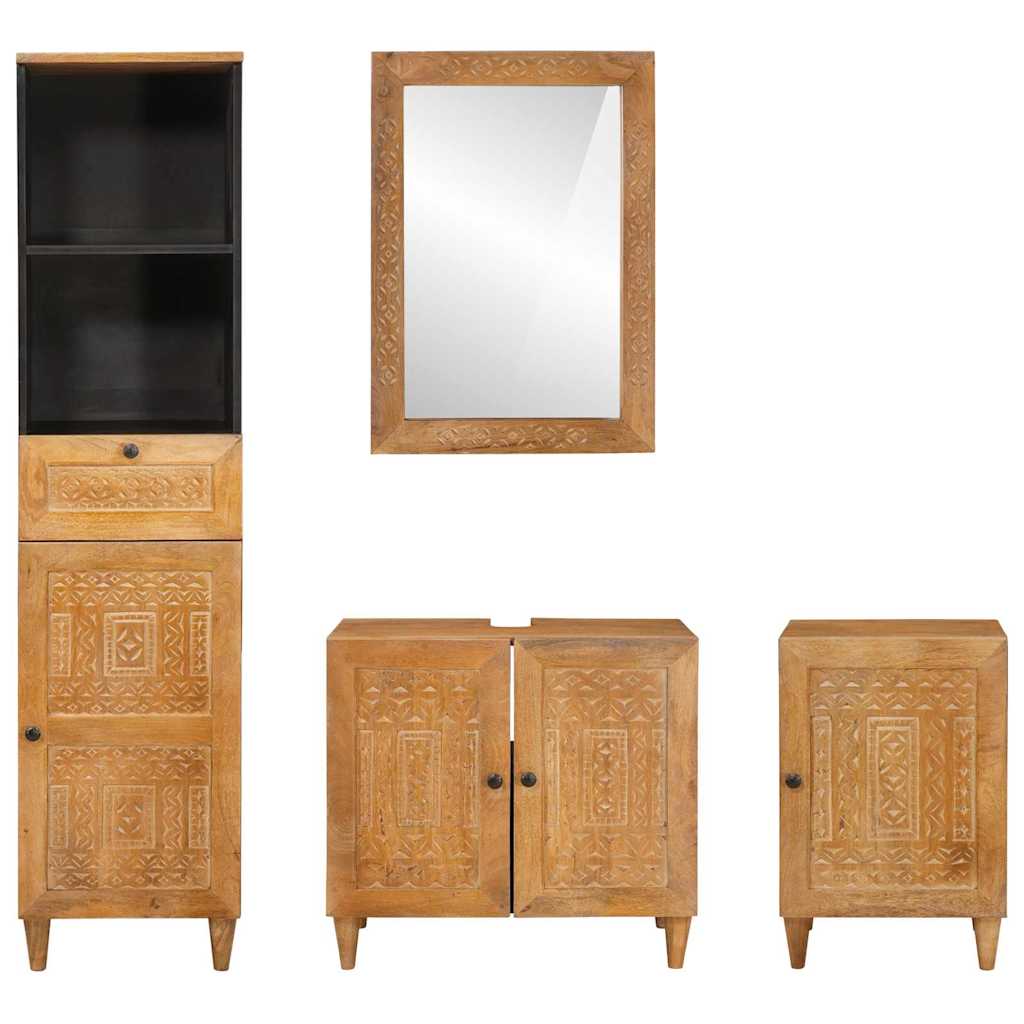 Badeværelsesmøbel sæt med skuffe 4 pcs Brun 38 x 33 x 160 cm