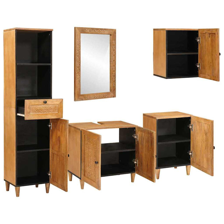 Badeværelsesmøbel sæt med skuffe 5 pcs Brun 38 x 33 x 160 cm