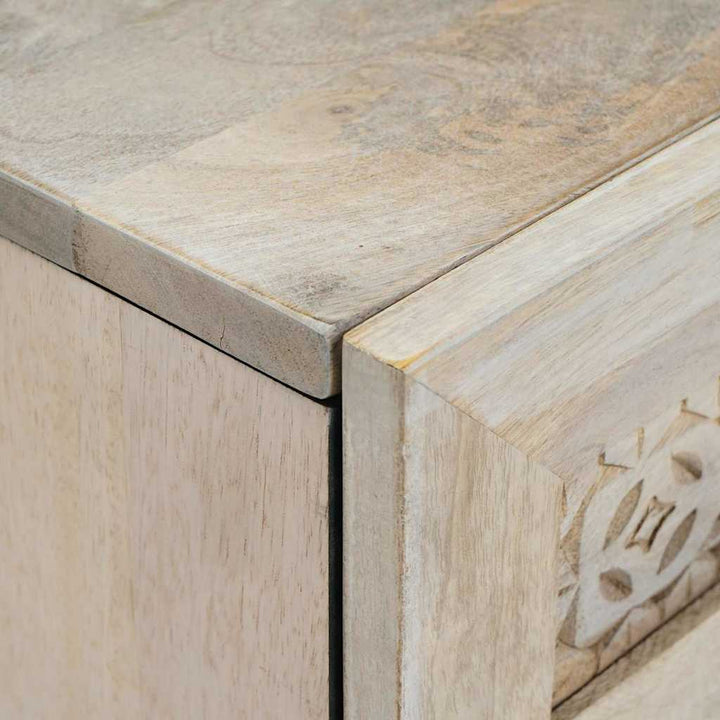 Sideboard 2 pcs Hvid 60 x 33 x 75 cm Massivt mangotræ