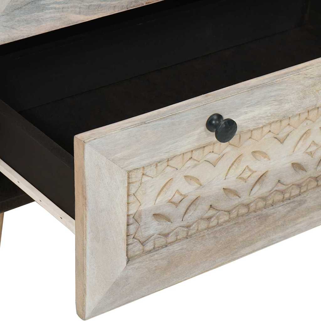Sideboard 2 pcs Hvid 60 x 33 x 75 cm Massivt mangotræ