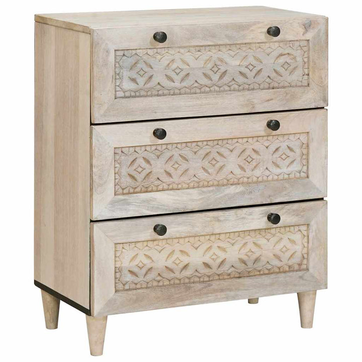 Sideboard 2 pcs Hvid 60 x 33 x 75 cm Massivt mangotræ