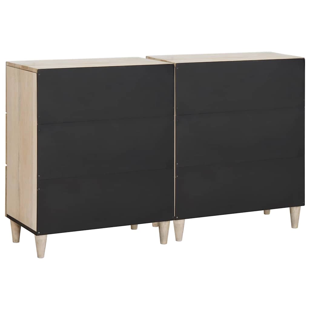 Sideboard 2 pcs Hvid 60 x 33 x 75 cm Massivt mangotræ