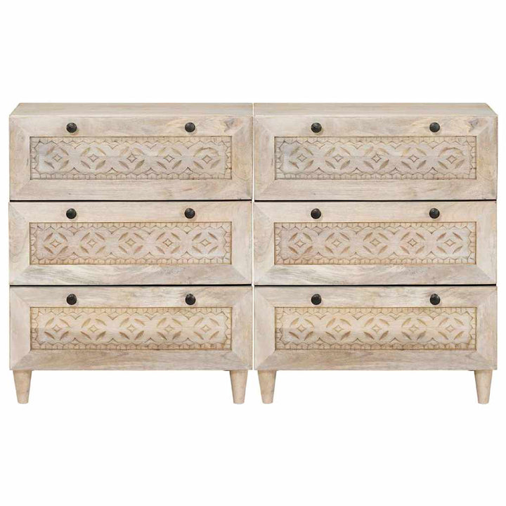 Sideboard 2 pcs Hvid 60 x 33 x 75 cm Massivt mangotræ