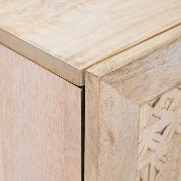 Sideboard 3 pcs Hvid 60 x 33 x 75 cm Massivt mangotræ