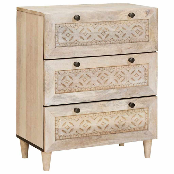 Sideboard 3 pcs Hvid 60 x 33 x 75 cm Massivt mangotræ