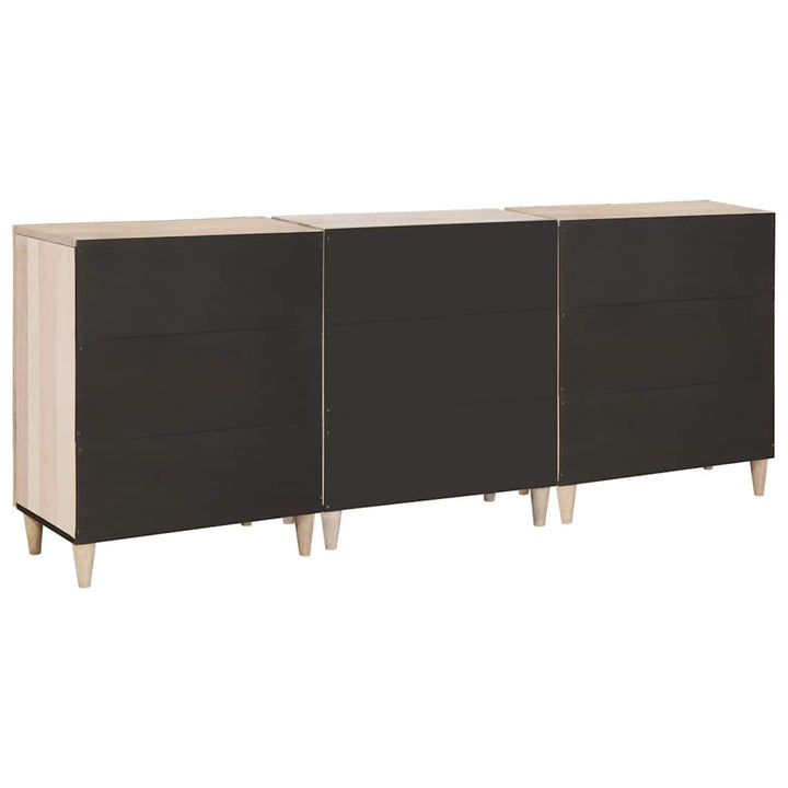 Sideboard 3 pcs Hvid 60 x 33 x 75 cm Massivt mangotræ