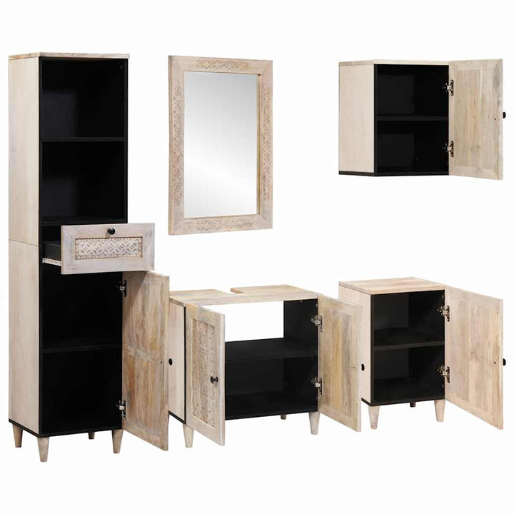Badeværelsesmøbel sæt med skuffe 5 pcs Hvid 38 x 33 x 160 cm