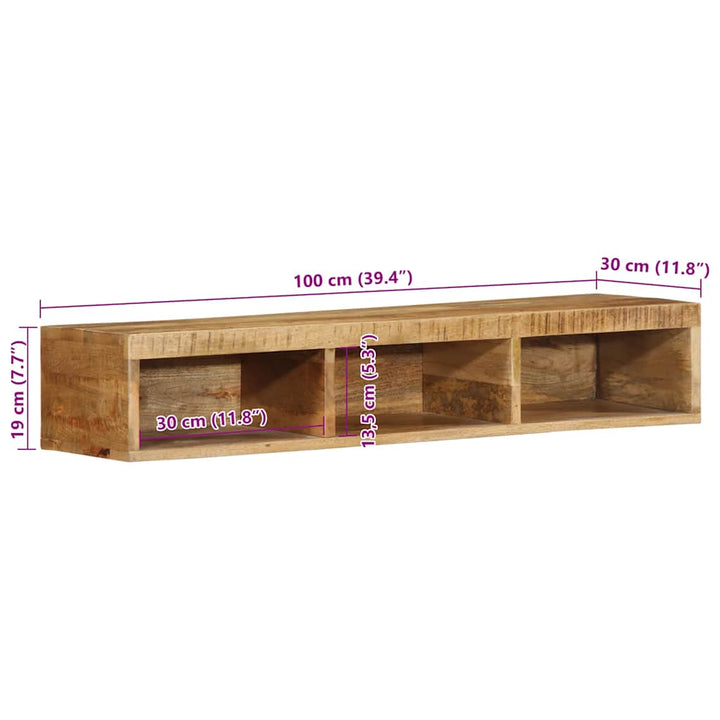 væghængt tv-skab 100x30x19 cm massivt ru mangotræ