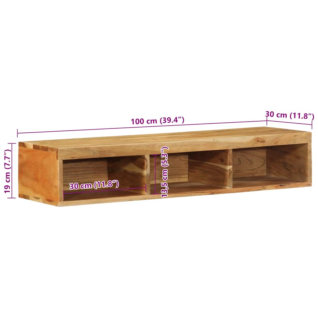 væghængt tv-skab 100x30x19 cm massivt genbrugstræ