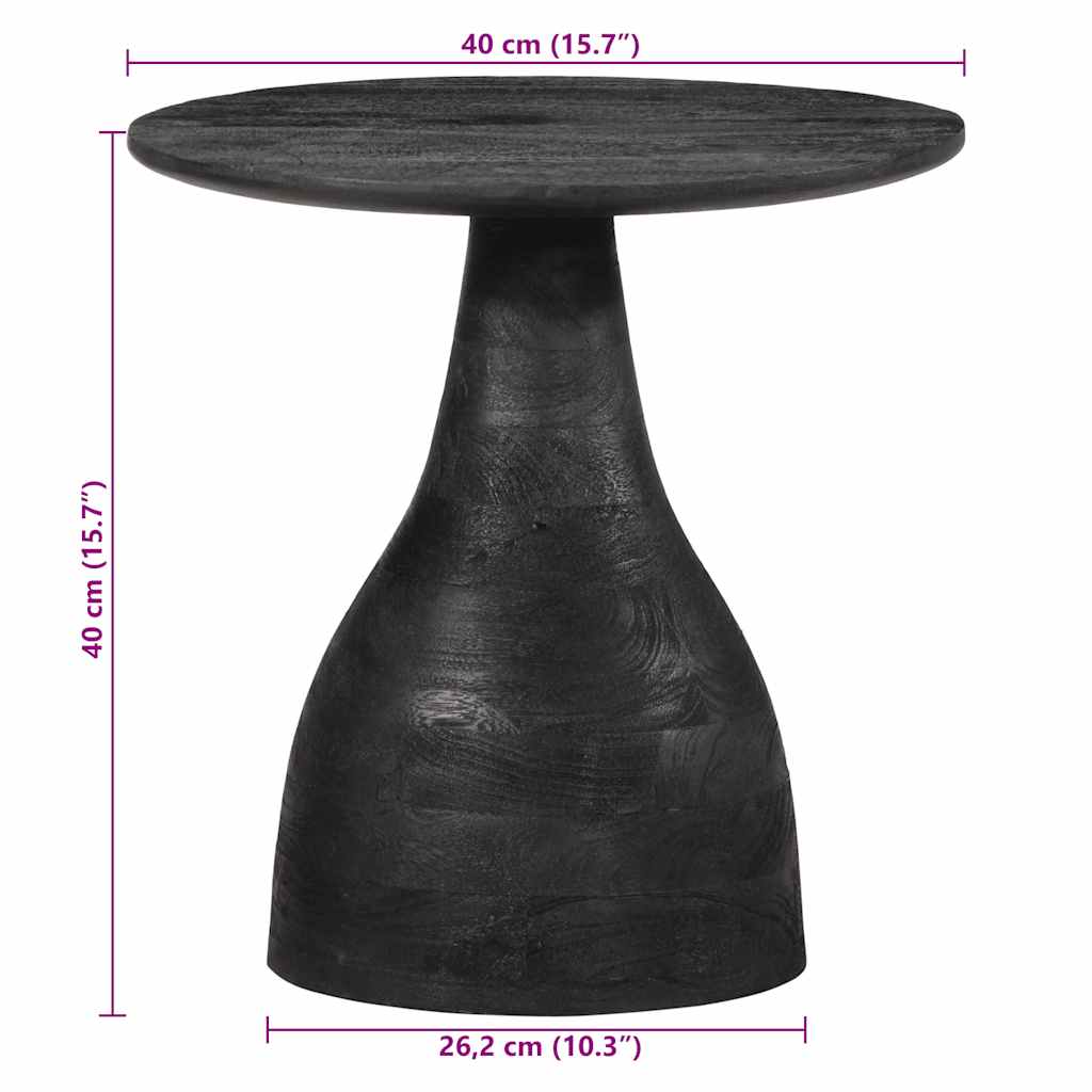 sidebord Ø40x40 cm massivt mangotræ sort