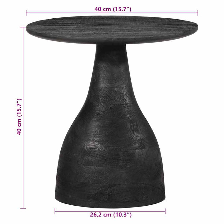 sidebord Ø40x40 cm massivt mangotræ sort
